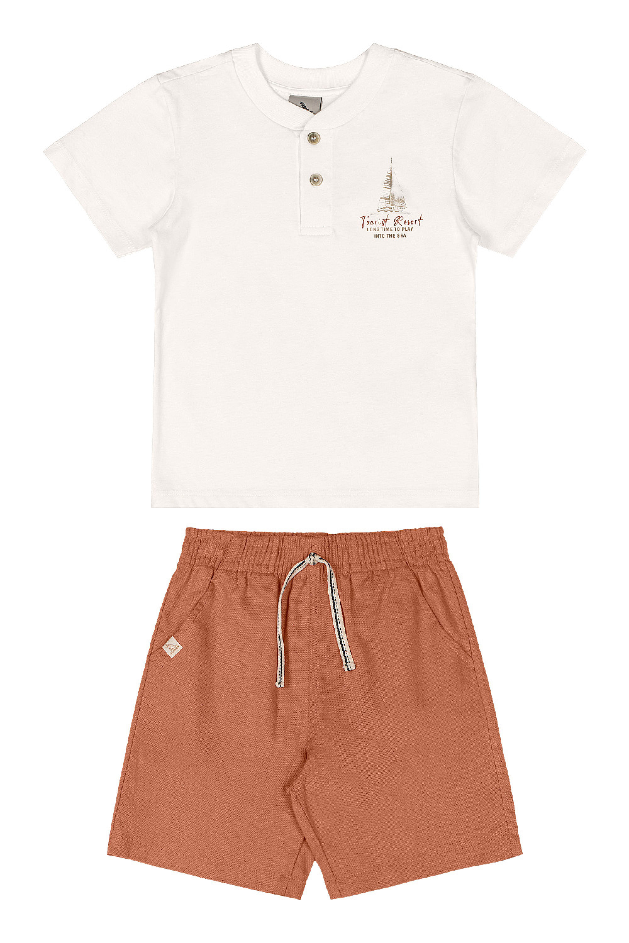 Conjunto Infantil Masculino Camiseta Estampada e Bermuda (Off White) Quimby - Imagem 38